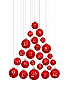 Adventskalender aus Christbaumkugeln